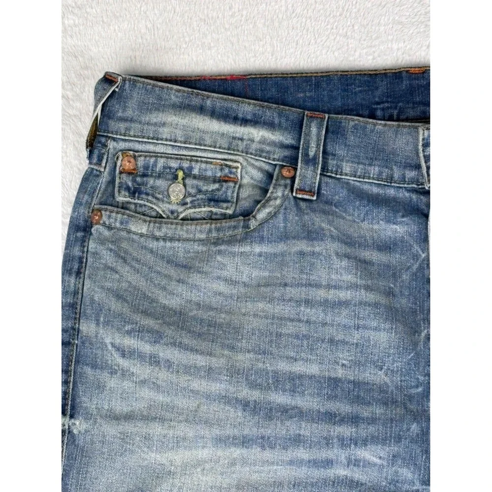 True Religion Slim Drop Rise Jeans Distressed Denim Size‎ 38 (40 Measured)